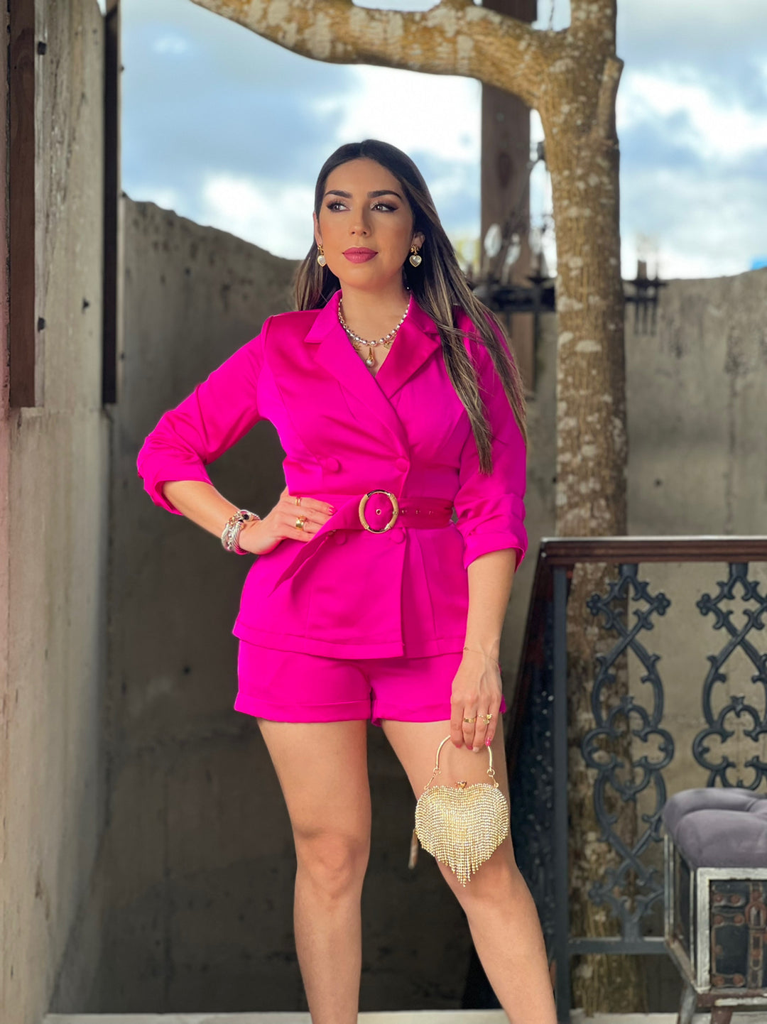 Satin Short & Blazer Set
