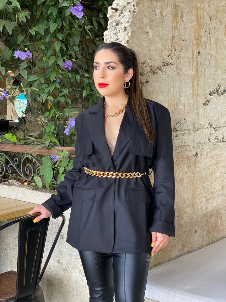 Long Sleeve Solid Wrap Blazer