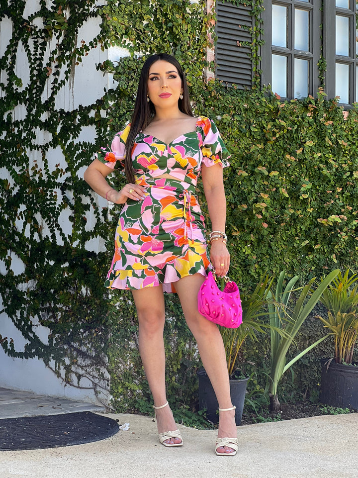 Ruffle Floral Mini Dress