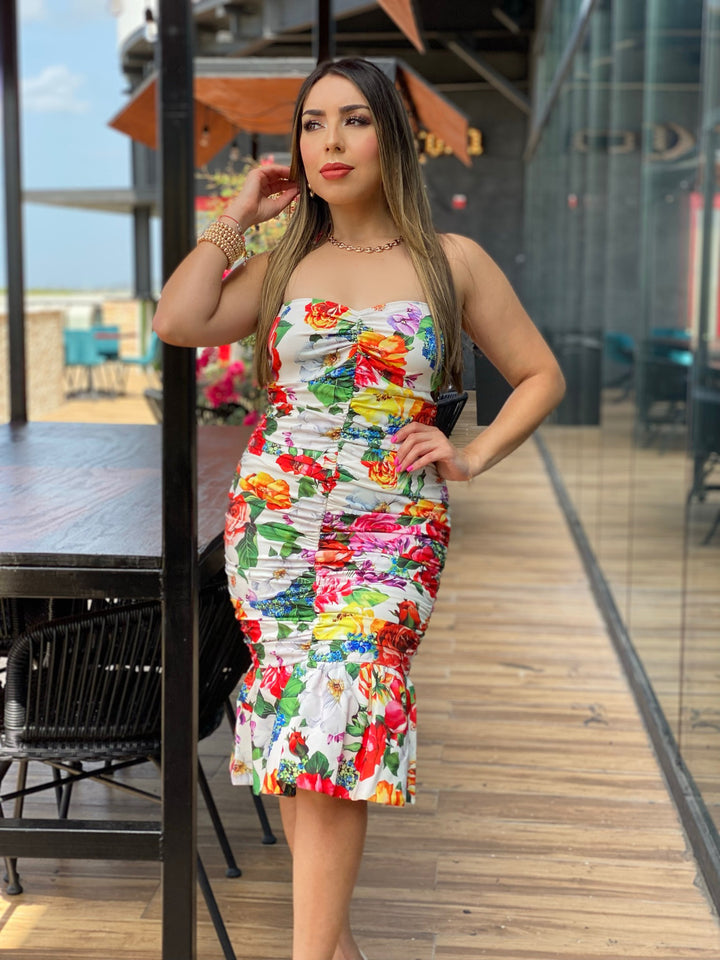 Flower Print Halter Dress