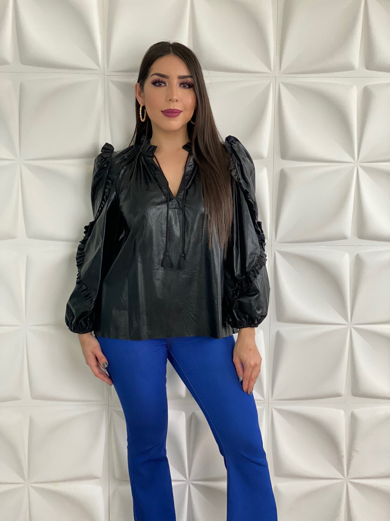 Black Leather Blouse