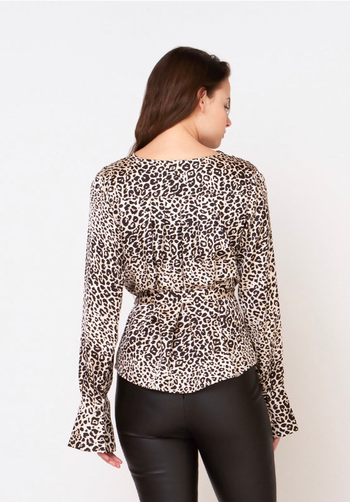 Leopard Print Wrap Top