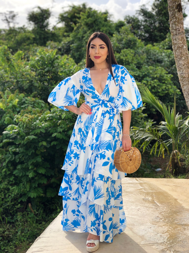 Floral Blue Maxi Dress.