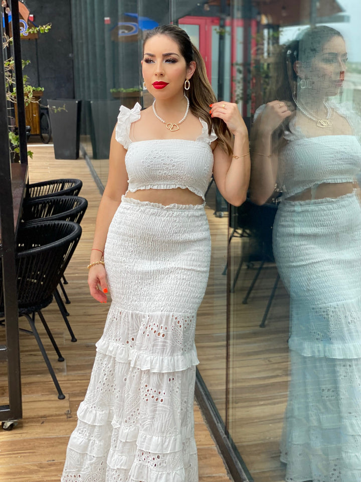 EYELET LACE SKIRT SET